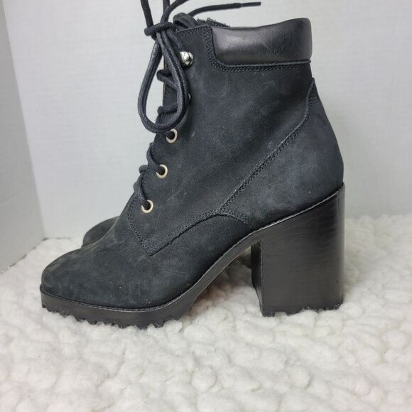 Rachel Comey Rollickc Chunky Heel Boots Women's Size 7 Nubuck Black Suede - Picture 3 of 10